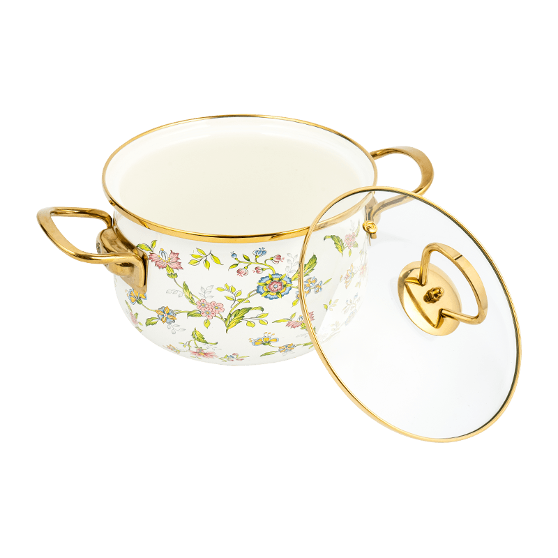 806D-5 Ruostumattomasta teräksestä valmistettu pyöreä reunan varastossa kiehuva emali-potti