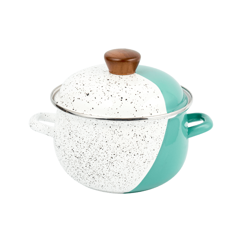 806D-5 Ruostumattomasta teräksestä valmistettu pyöreä reunan varastossa kiehuva emali-potti