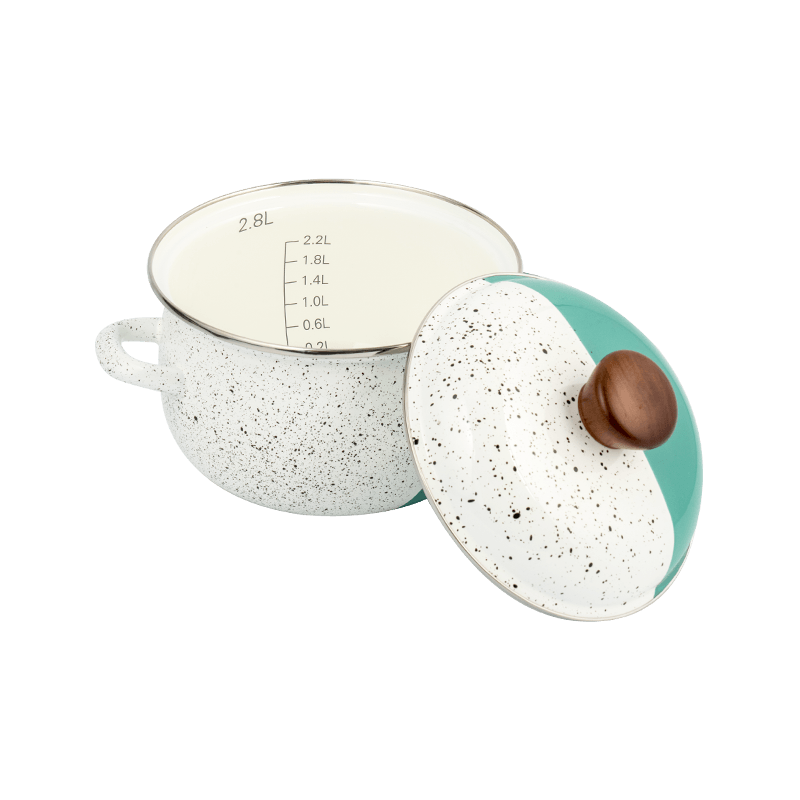 806D-5 Ruostumattomasta teräksestä valmistettu pyöreä reunan varastossa kiehuva emali-potti