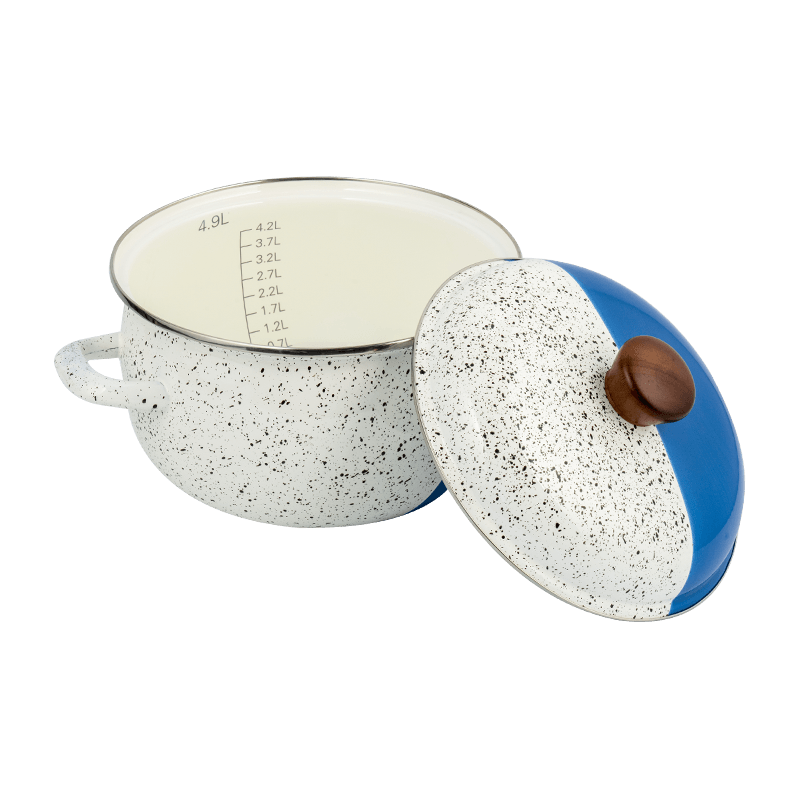 806D-5 Ruostumattomasta teräksestä valmistettu pyöreä reunan varastossa kiehuva emali-potti