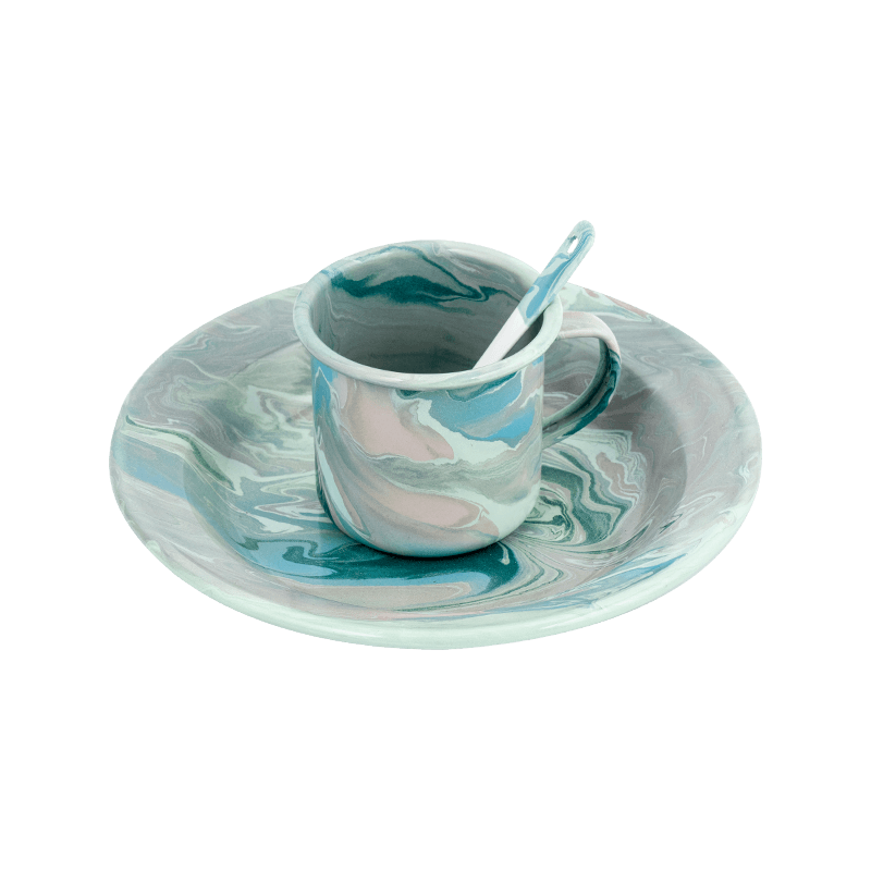 Eurooppalainen kukka -emali -teekannujoukko Eurooppalainen kukka -emali -teekannujoukko