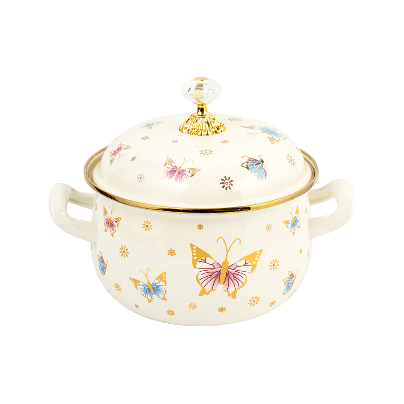 806D-5 Ruostumattomasta teräksestä valmistettu pyöreä reunan varastossa kiehuva emali-potti