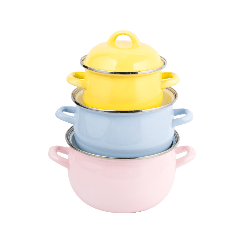 806D-5 Ruostumattomasta teräksestä valmistettu pyöreä reunan varastossa kiehuva emali-potti 806D-5 Ruostumattomasta teräksestä valmistettu pyöreä reunan varastossa kiehuva emali-potti