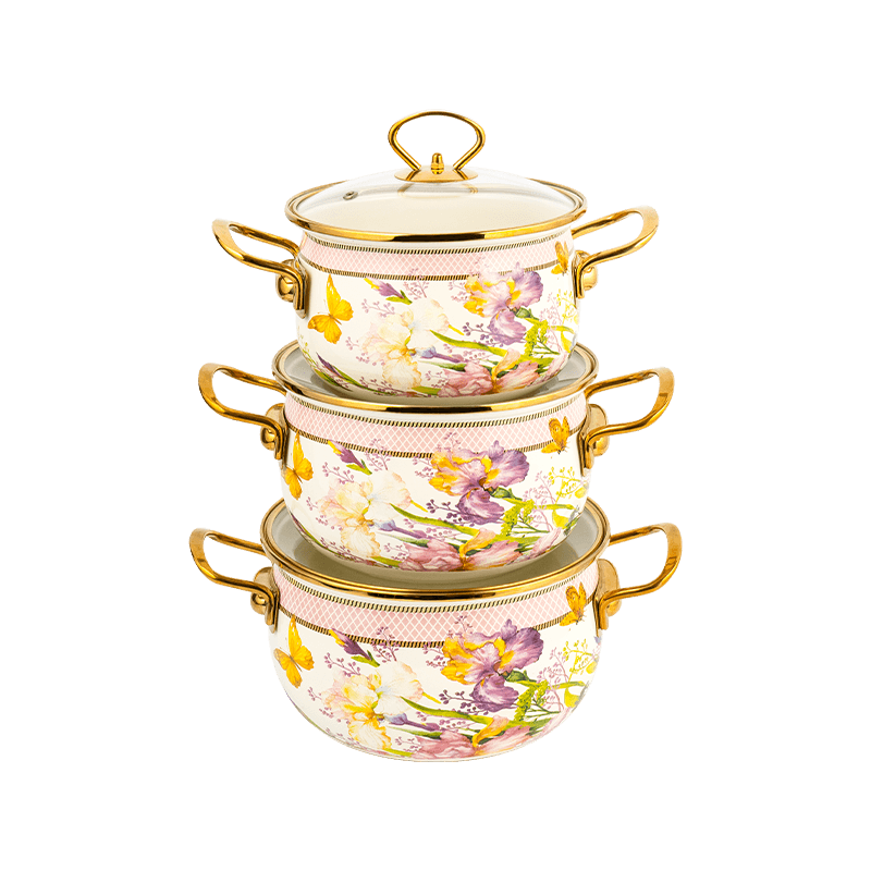 806D-5 Ruostumattomasta teräksestä valmistettu pyöreä reunan varastossa kiehuva emali-potti