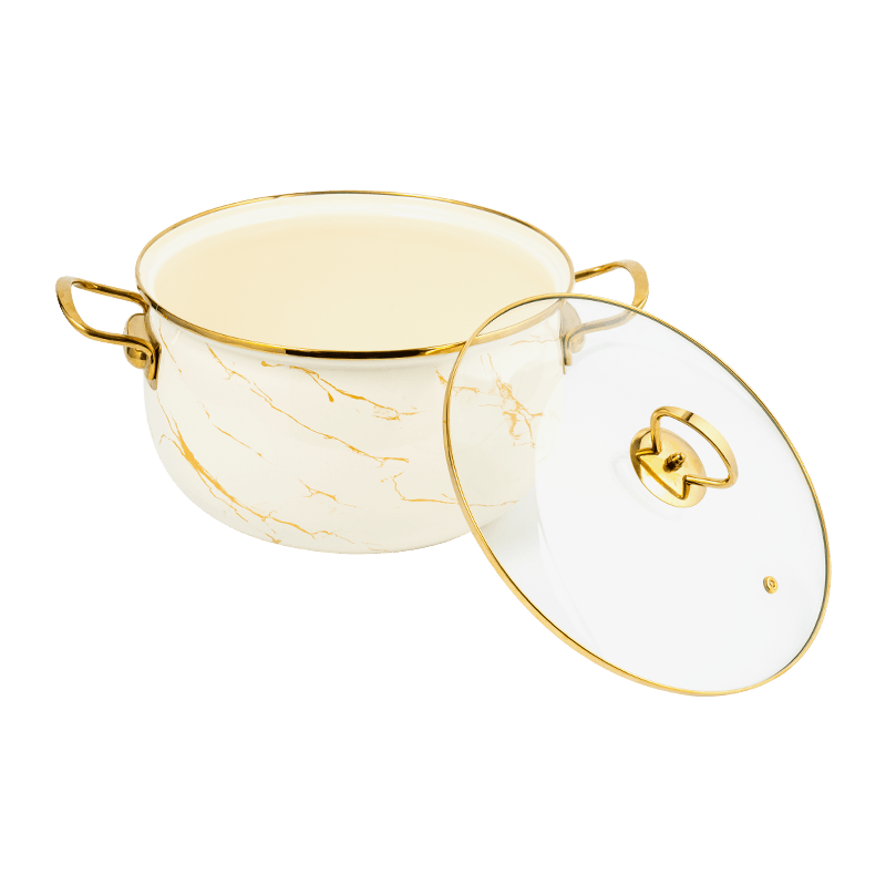 806D-5 Ruostumattomasta teräksestä valmistettu pyöreä reunan varastossa kiehuva emali-potti